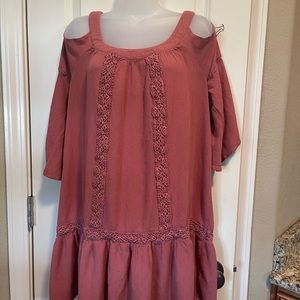 Cold shoulder drop dress. Mauve. XL